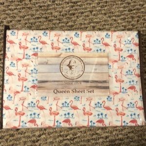Panama Jack Flamingo Queen Sheet Set